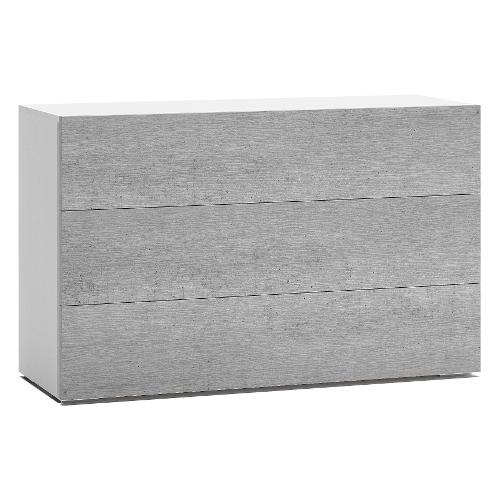 Felver DOVER Comò 3 Cassetti Frassino bianco e Cemento