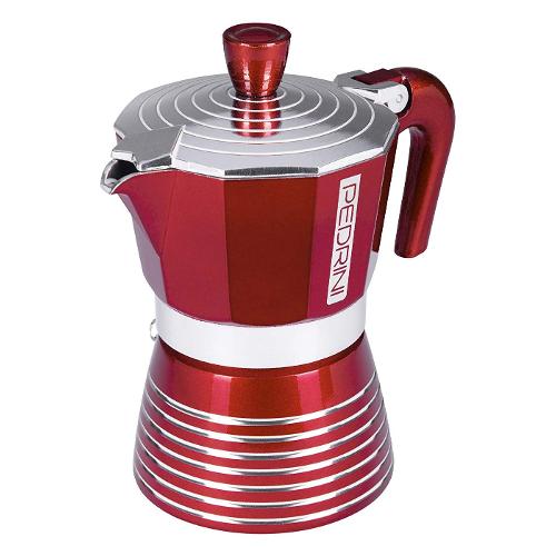 Pedrini Caffettiera Alluminio 6 Tazze INFINITY Rosso 02CF116
