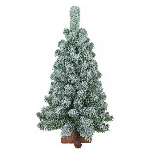 Amicasa Albero Natale (60 cm) Con Base Legno Verde innevato 008345