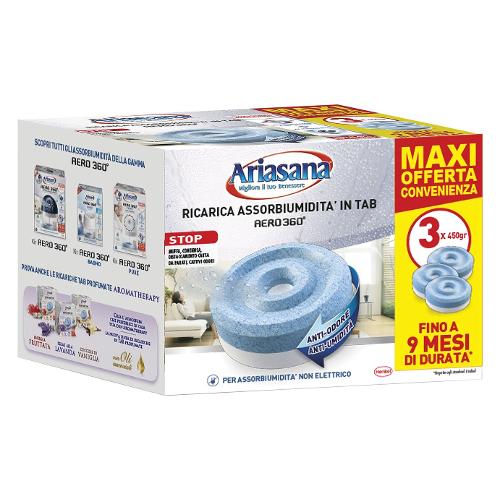 Ariasana Assorbiumidità tab ricarica AERO 360 3 tab 450 gr Inodore 2552648