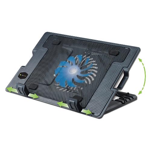 Techly Base raffreddamento ICOOL Black e Blue ICOOL CP12TY