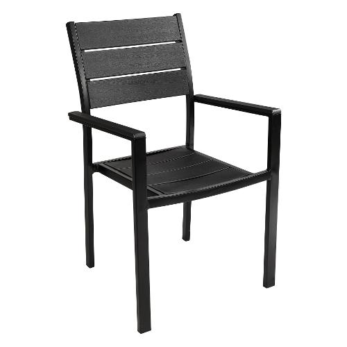 Amicasa Sedia con braccioli ferro, plastica CORTINA Antracite YC 051