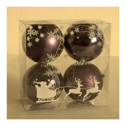 Amicasa Palline albero Sfera Mix 4pz (10 cm) Blu decorato Art 138