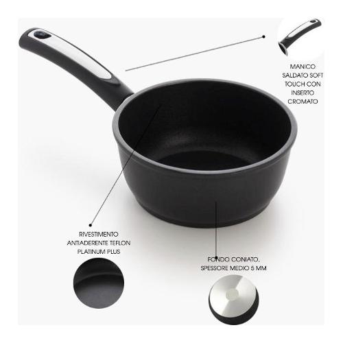 Illa Casseruola Antiaderente (16cm) 1 manico MY CHEF Nero MC8716IN