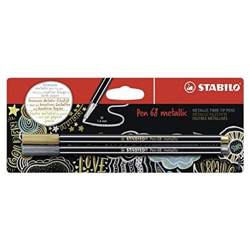 Stabilo Pennarelli decorativi multiuso sezione esagonale 2 pz tratto Medio - 1,4 mm PEN68 oro e argento B53044 10