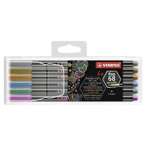 Stabilo Pennarelli decorativi multiuso sezione esagonale 6 pz tratto Medio - 1,4 mm PEN68 colori assortiti metal 6806 8 11 01