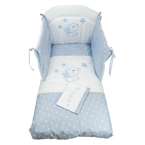 Baby Idea Piumone lettino con kit lenzuola LITTLE STAR Azzurro 30350 SA