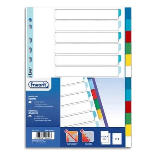 Favorit Set separatori raccoglitori 12 pz (22,5x30cm) ELBA 400132500