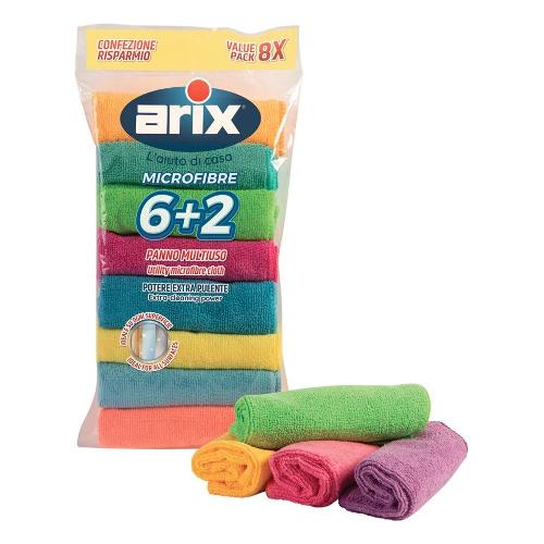 Arix Set panni Microfibra 8 pz (30x30cm) Microfibre Colori assortiti 28605