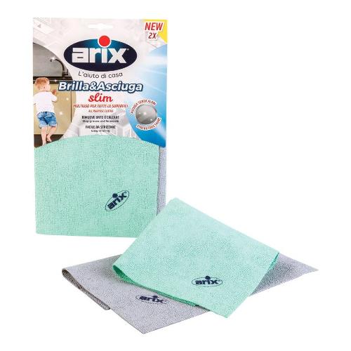 Arix Set panni Microfibra 2 pz (29x29cm) Brilla&Asciuga Colori assortiti 28662