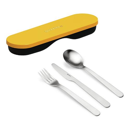 Guzzini Set posate campeggio 3pz ON THE GO da viaggio Ocra (19x5,5x2 cm) 171101165
