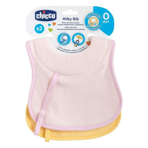 Chicco Set bavaglini 2 pz Milky Bib Bimba Rosa 00016300100000