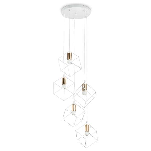 Ideal Lux Sospensione ICE sp5 Bianco (50x245,5cm) 237671 5 luci - E27 - Max 300W