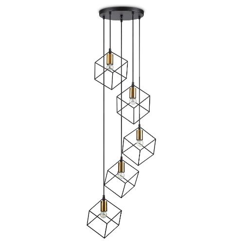 Ideal Lux Sospensione ICE sp5 Nero (50x245,5cm) 237664 5 luci - E27 - Max 300W