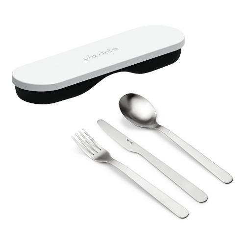 Guzzini Set posate campeggio 3pz ON THE GO da viaggio Bianco (19x5,5x2 cm) 17110111