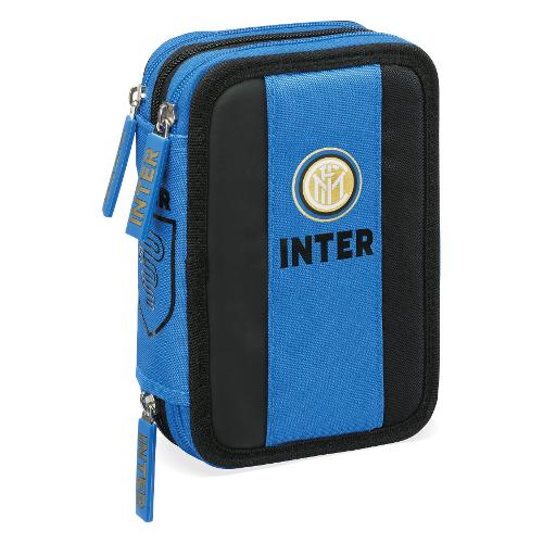 Franco Cosimo Panini Astuccio triplo scomparto accessoriato INTER Nero e Azzurro 59705 36 colori con penne e accessori