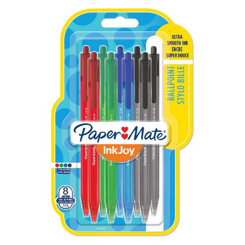 Paper Mate Set penne a sfera scatto 8 pz tratto Medio - 1,0 mm INKJOY 100RT Colori assortiti gel 1956359