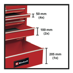 Carrello porta attrezzi Tc Tw 100 4 Cassetti Rosso 67 x 70,8 x 37,6 cm  4510170