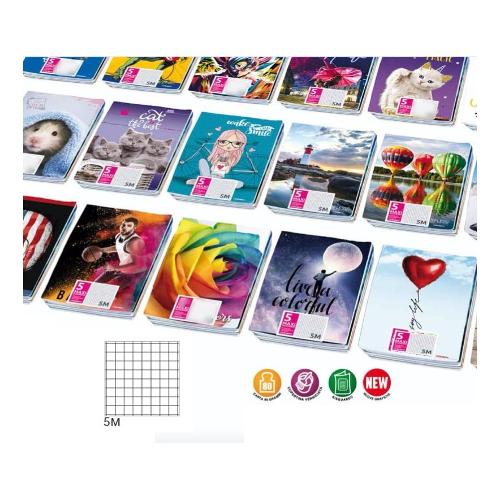 Blasetti Set quaderni quadretti 5 mm Promo 5 pz assortiti