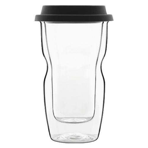 Bormioli Luigi Bicchiere Caffè (340ml) con coperchio silicone COFFE ON THE GO Trasparente 12837 01