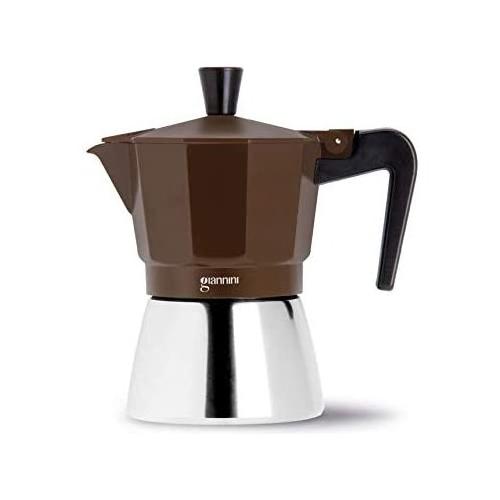 Carlo Giannini Caffettiera Alluminio 3 Tazze NINA Cromo e Marrone 6495