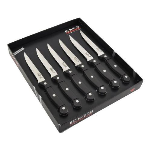 Eme Set coltelli bistecca Inox 6 pz lama dentata 11 cm RODEO Nero C6COLBISROD