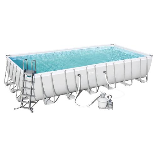 Bestway Piscina con accessori (732x366x132cm) per 6 persone POWER STEEL Grigio 56475