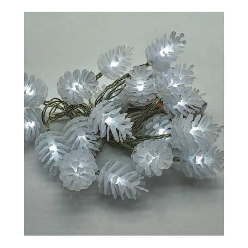 Pre Qu' Italia Filo (3,5+0,5mt) 20 luci Bianco Pigne Ghiacciate CHRISTMAS D1695
