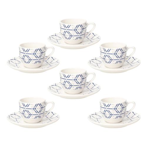 Tognana Set tazzine caffè con piatto 6 pz (90ml) DOWNTOWN Bianco e Blu ME085015669