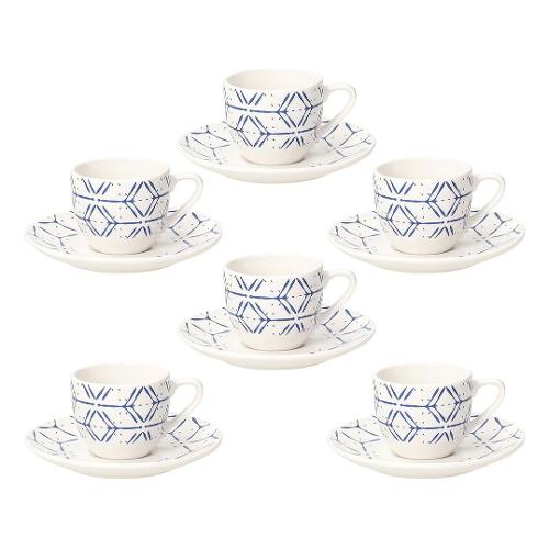 Set tazzine caffè 6pz POESIA Con Piattino Beige decorato 80ml MC085015787