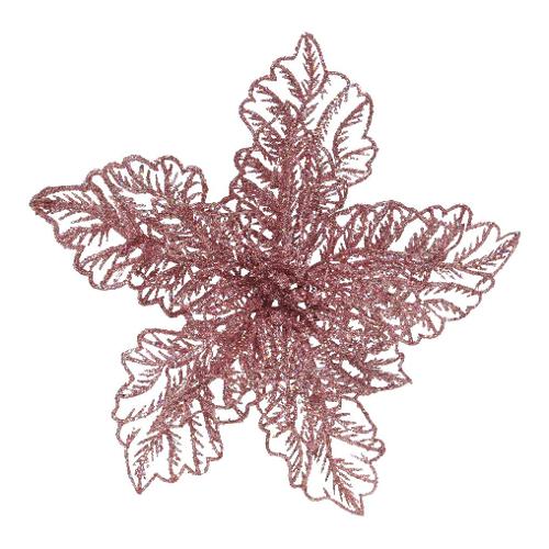 Kaemingk Decoro Poinsettia Glitter con Clip Blush pink (23 cm) 629438