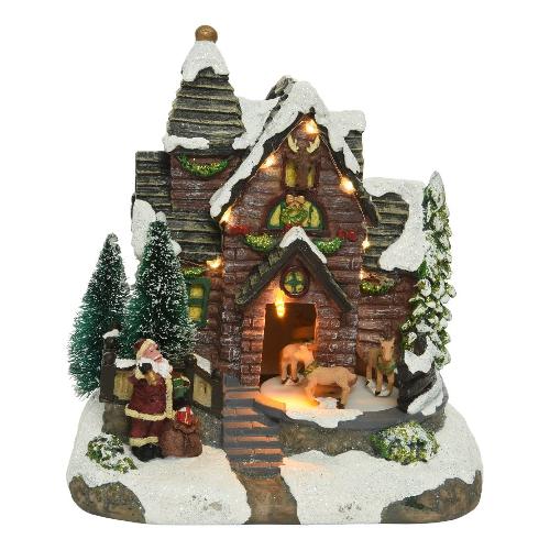 Kaemingk Cottage Innevato Led con Movimento e Musica (15x20x20 cm) 485430