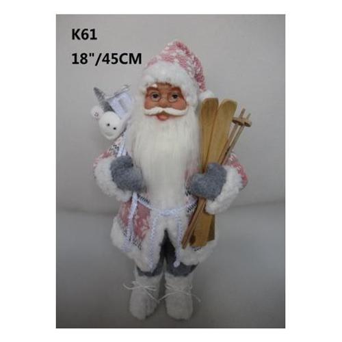 Amicasa Babbo Natale In Piedi con Sci Rosa (46 cm) Art 72