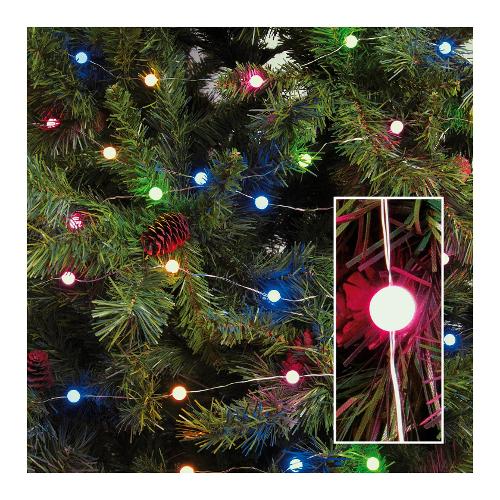 Lotti Filo luci Natale 100 luci - MICROLED (4 + 10 mt) 8 Giochi di luce XMAS KING IP44 Argento 63662