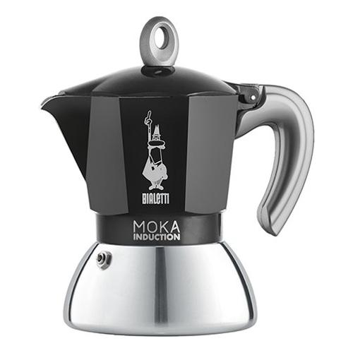 Bialetti Caffettiera Alluminio 2 Tazze MOKA INDUCTION Cromo e Nero 0006932