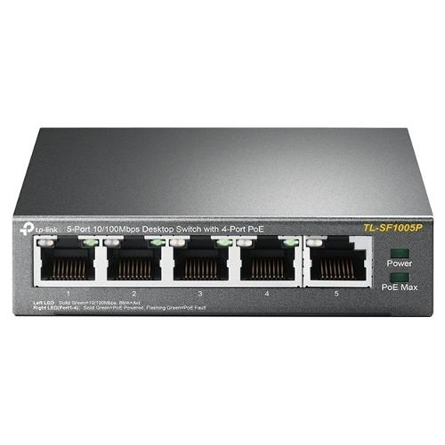 Tp Link Switch di rete 5 porte Desktop Unmanaged PoE Grey TL SF1005P Fast (100Base-TX)
