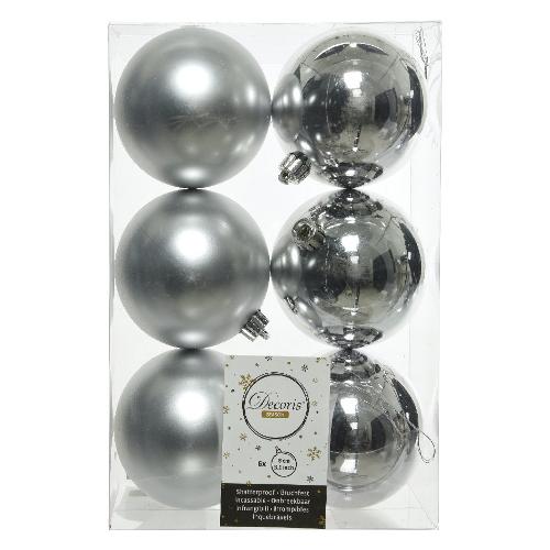 Amicasa Palline albero Sfera Mix 6pz (8 cm) Silver 9022051