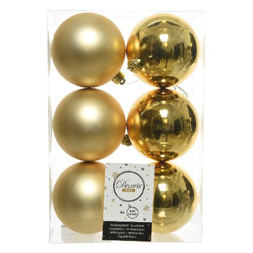 Amicasa Set palline albero di natale (6 pz) Sfera Mix Gold 9022050 (8cm)
