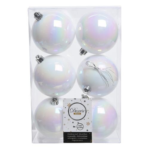 Amicasa Set palline albero di natale (6 pz) (8cm) Plastica White iris 9022054
