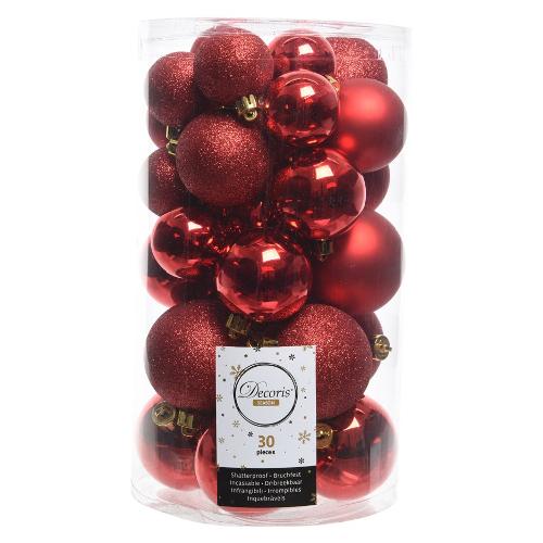 Amicasa Set palline albero di natale (30 pz) Plastica Red 9022902