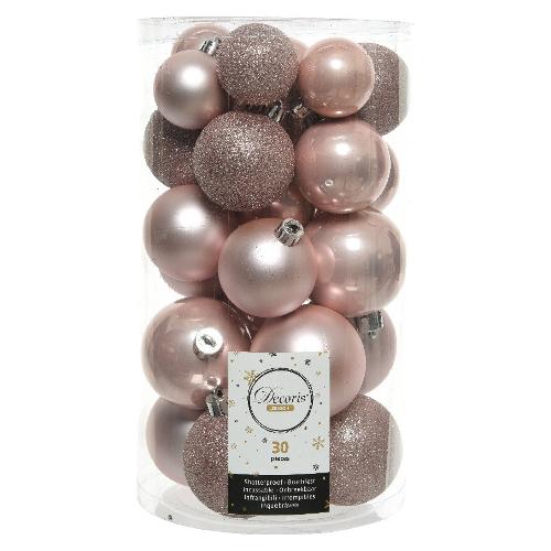 Amicasa Palline albero Clindro Sfera Mix 30pz Blush pink 9022937