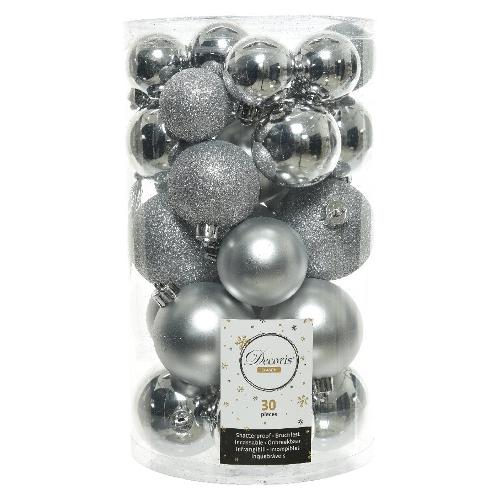 Amicasa Set palline albero di natale (30 pz) Clindro Sfera Mix Silver 9022901