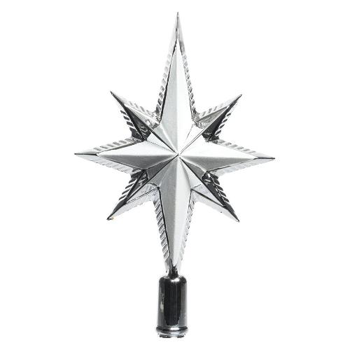 Stella Puntale Per Albero Di Natale - 20x25 Cm, Argento Scintillante, Metallica - Foto 5