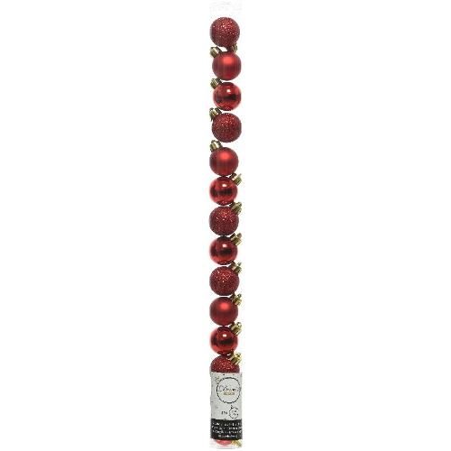 Amicasa Palline albero Tubo Sfera Mix 14pz (3 cm) Red 9020458