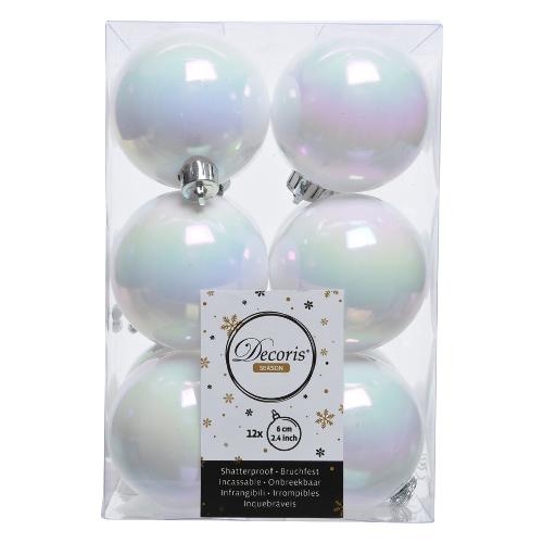 Amicasa Set palline albero di natale (12 pz) Sfera Mix White iris 9021834 (6cm)