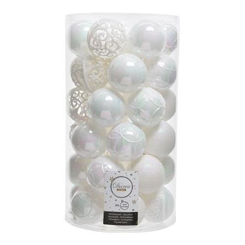 Amicasa Set palline albero di natale Plastica (37 pz) White iris 9020805 (6cm)