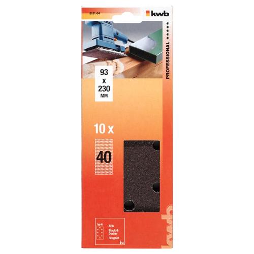 Kwb Set fogli abrasivi levigatrice 10 pz 93 x 230 mm 80 G 818104