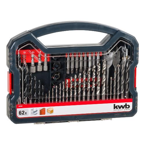 Kwb Set punte trapano pietra, metallo, legno, plastica Valigetta 62 Pz 109106