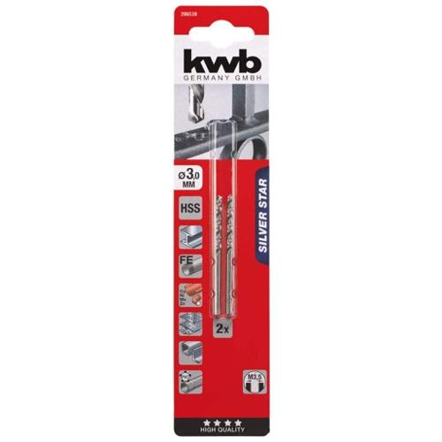 Kwb Set punte trapano (3 mm) acciaio, metallo e plastica rigida SILVER STAR 206530