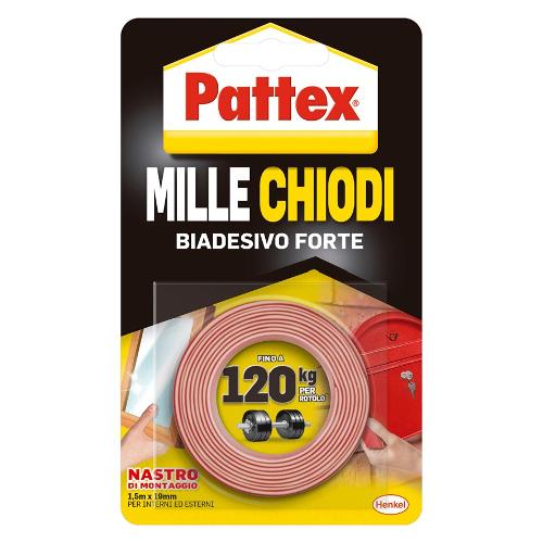 Pattex Nastro biadesivo Extra Forte 1,9cm x 1,5m MILLE CHIODI Bianco 2857838